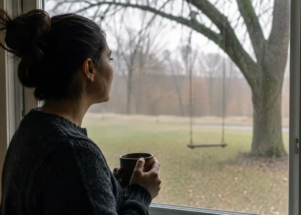 Trauma woman looking out window copy